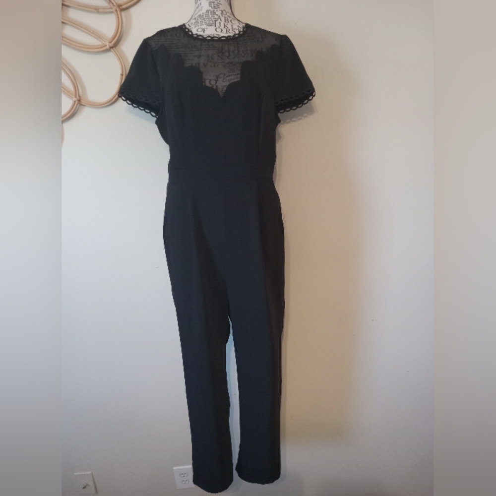 Anthropologie Black Scalloped Yoke Mini Dress - Picture 5 of 15